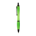Penna in plastica riciclata con dettagli neri inchiostro nero color lime vista laterale