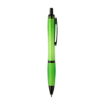 Penna in plastica riciclata con dettagli neri inchiostro nero color lime seconda vista con laterale