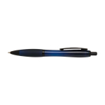 Penna in plastica riciclata con dettagli neri inchiostro nero color blu mare seconda vista frontale