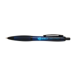 Penna in plastica riciclata con dettagli neri inchiostro nero color blu mare