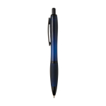 Penna in plastica riciclata con dettagli neri inchiostro nero color blu mare vista laterale