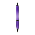 Penna in plastica riciclata con dettagli neri inchiostro nero color viola seconda vista posteriore