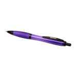 Penna in plastica riciclata con dettagli neri inchiostro nero color viola seconda vista