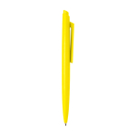 Penna in plastica riciclata design minimalista inchiostro blu color giallo seconda vista con laterale