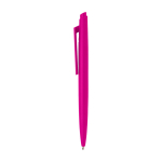 Penna in plastica riciclata design minimalista inchiostro blu color fucsia vista laterale