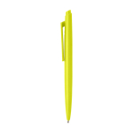 Penna in plastica riciclata design minimalista inchiostro blu color lime vista laterale