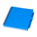Block notes in plastica riciclata con penna e supporto inchiostro blu color blu