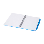 Block notes in plastica riciclata con penna e supporto inchiostro blu color blu seconda vista