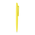 Penna in plastica riciclata design minimalista inchiostro nero color giallo seconda vista con laterale