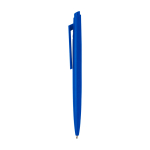 Penna in plastica riciclata design minimalista inchiostro nero color blu reale vista laterale