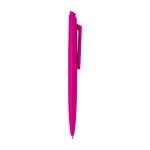 Penna in plastica riciclata design minimalista inchiostro nero color fucsia seconda vista con laterale