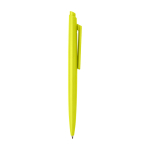 Penna in plastica riciclata design minimalista inchiostro nero color lime seconda vista con laterale