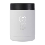 Portavivande termico in acciaio inossidabile riciclato con manico 500 ml color bianco vista con logo stampato 2
