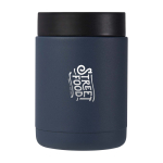 Portavivande termico in acciaio inossidabile riciclato con manico 500 ml color blu petrolio vista con logo stampato 2