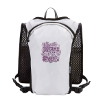 Gilet idratazione per running impermeabile e riflettente color sabbia vista posteriore con logo