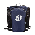 Gilet idratazione per running impermeabile e riflettente color blu mare vista posteriore con logo