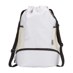 Sacca sportiva in tessuto riciclato impermeabile scomparto scarpe 18l color sabbia seconda vista frontale