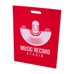 Borsa in non woven riciclato termosaldata e ultraresistente 5l color rosso vista con stampa serigrafica