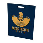 Borsa in non woven riciclato termosaldata e ultraresistente 5l color blu mare vista con stampa serigrafica