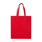 Borsa per la spesa in non woven riciclato e durevole con soffietto color rosso seconda vista frontale