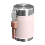 Contenitore alimenti con posate e coperchio isolante con valvola 400ml color rosa chiaro seconda vista posteriore