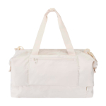 Borsone da viaggio ecologico progettato per uso pratico e comodo 42l color bianco sporco seconda vista frontale