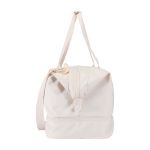 Borsone da viaggio ecologico progettato per uso pratico e comodo 42l color bianco sporco vista laterale