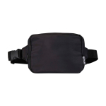 Borsa a tracolla da viaggio in poliestere riciclato con scomparto 1l color nero seconda vista frontale