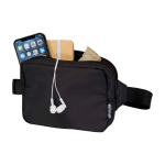 Borsa a tracolla da viaggio in poliestere riciclato con scomparto 1l color nero seconda vista