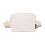 Borsa a tracolla da viaggio in poliestere riciclato con scomparto 1l color bianco sporco seconda vista frontale