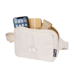 Borsa a tracolla da viaggio in poliestere riciclato con scomparto 1l color bianco sporco seconda vista