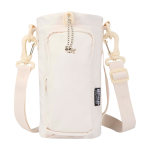 Borsa da viaggio per bottiglie realizzata con materiali ecologici 2l color bianco sporco seconda vista frontale