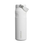 Borraccia in acciaio inox riciclato con tappo ribaltabile e cannuccia 700ml Stanley IceFlow™ 2.0 color bianco/blu seconda vista frontale