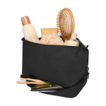 Beauty case in poliestere riciclato con ampio scomparto inferiore 6l color nero seconda vista