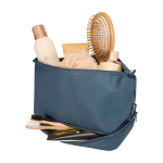 Beauty case in poliestere riciclato con ampio scomparto inferiore 6l color azzurro ciano seconda vista