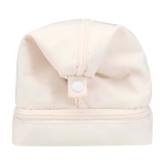 Beauty case in poliestere riciclato con ampio scomparto inferiore 6l color bianco sporco vista laterale