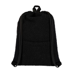 Zaino a sacca in sherpa riciclato con tasca frontale 9l color nero seconda vista frontale