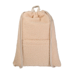 Zaino a sacca in sherpa riciclato con tasca frontale 9l color naturale seconda vista frontale