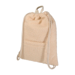 Zaino a sacca in sherpa riciclato con tasca frontale 9l color naturale