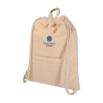 Zaino a sacca in sherpa riciclato con tasca frontale 9l color naturale