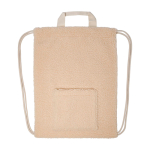 Zaino a sacca in sherpa riciclato con tasca frontale 9l color naturale terza vista frontale