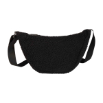 Borsa a tracolla in sherpa riciclato con spallacci 3l color nero seconda vista frontale