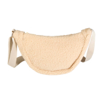 Borsa a tracolla in sherpa riciclato con spallacci 3l color naturale seconda vista frontale