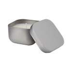 Candela profumata alla vaniglia in latta quadrata 50g color argento opaco seconda vista