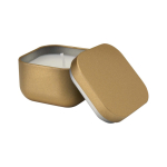 Candela profumata alla vaniglia in latta quadrata 50g color oro seconda vista