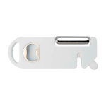 Utensile multiuso da cucina con quattro funzioni essenziali color bianco seconda vista posteriore