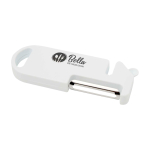 Utensile multiuso da cucina con quattro funzioni essenziali color bianco vista con stampa tampografica