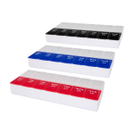 Organizzatore multivitaminico per mattina e sera per sette giorni color blu seconda vista in vari colori