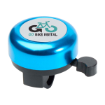 Campanello per bicicletta in alluminio e plastica con suono forte color blu vista con stampa tampografica