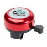 Campanello per bicicletta in alluminio e plastica con suono forte color rosso vista con stampa tampografica